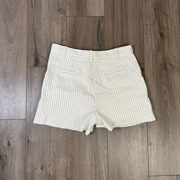 Madewell Pleated Trouser Pinstripe Linen Blend Shorts US Women's 6 - Picture 3 of 8